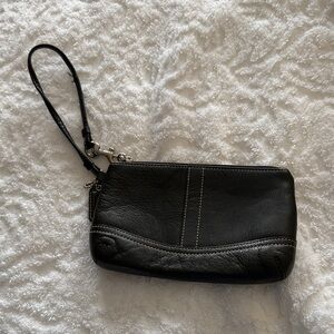 Authentic Coach Black Leather Wristlet